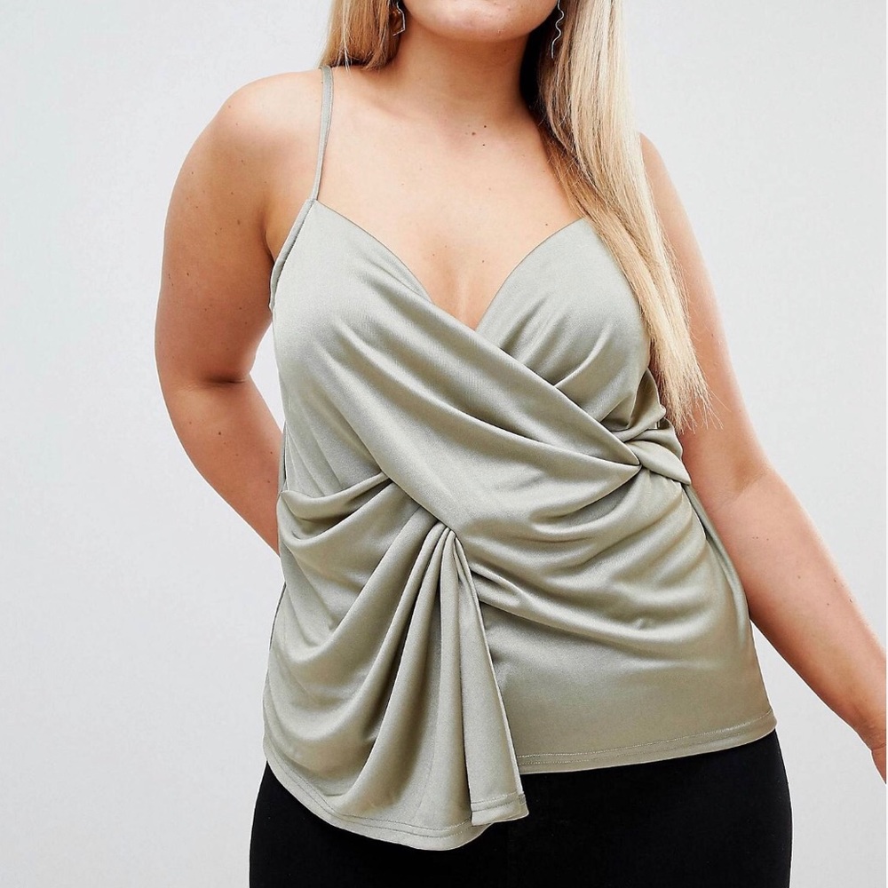 🟡 ASOS Curve Slinky Draped Tank Top